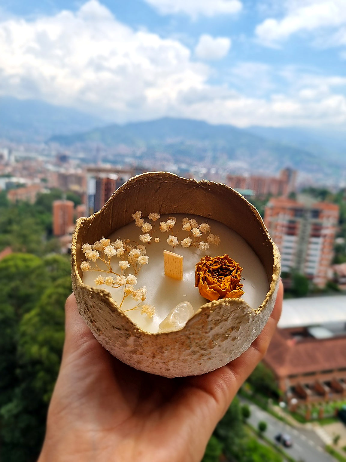 Vela Dorada con Cuarzo