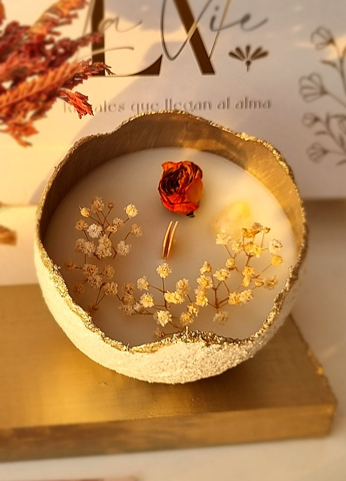 Vela Dorada con Cuarzo